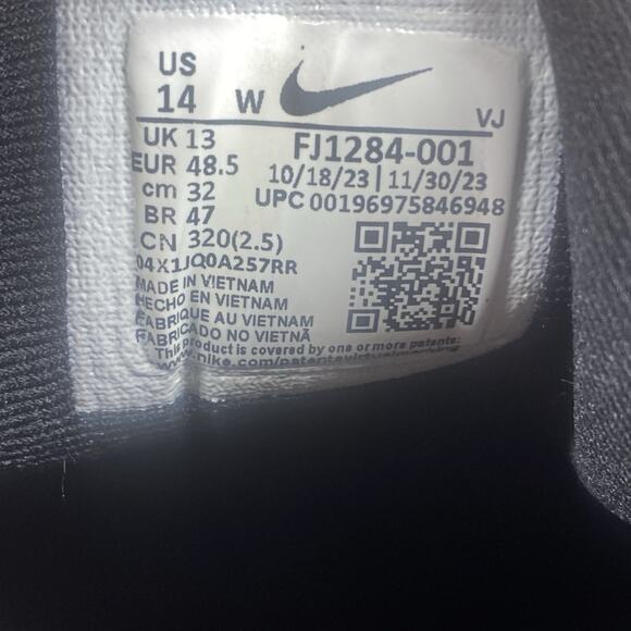 Nike Downshifter 13 Extra Wide Black White Mens Size 14 Running Shoes FJ1284-001 - Picture 11 of 12